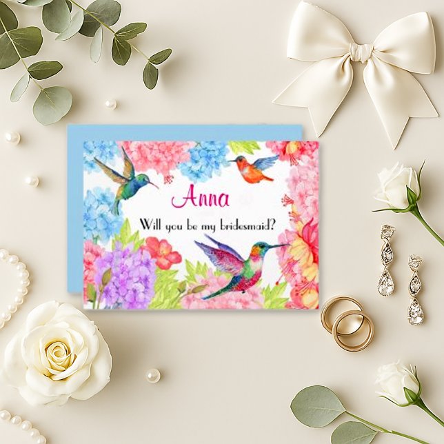 Convites Noiva Dama de Honra Beija-Flor Aquarela Vibrante (Criador carregado)