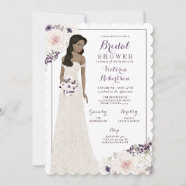 Convites Noiva de Anêmona Roxa no Chá de panela