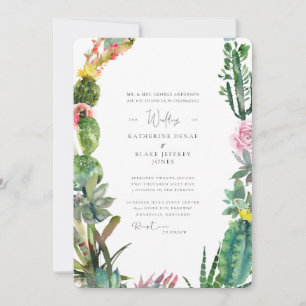 Convites Noiva de Cactus Tropical Pais Arredondados