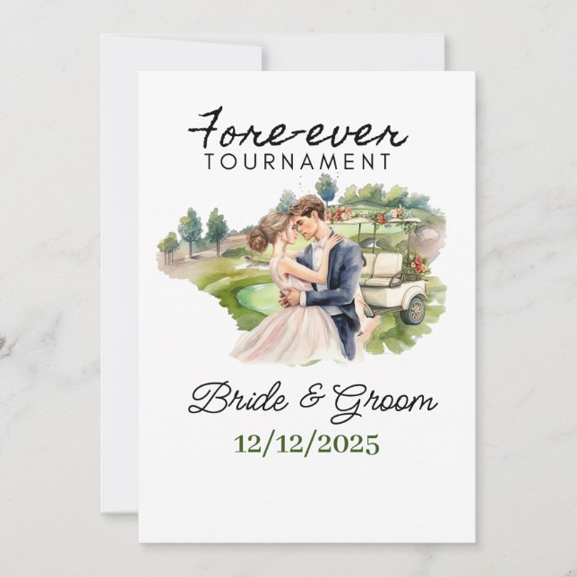 Convites Noiva de Casamento GOLF e Bolas de Golfe do Grove (Frente)