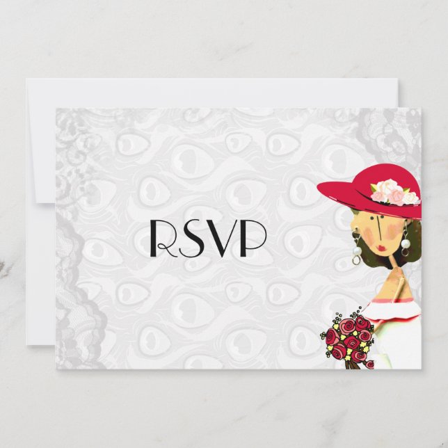 Convites Noiva de Casamento RSVP de Penas de Pavão (Frente)