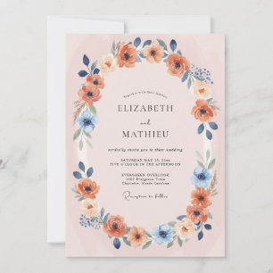 Convites Noiva de Coral Blush Floral Wreath