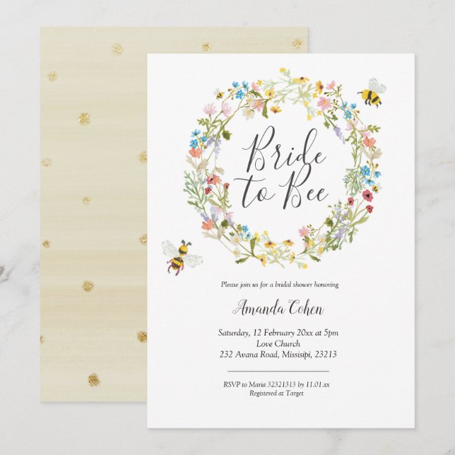 Convites Noiva de flor selvagem para chá de panela (Frente/Verso)