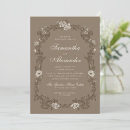 Convites Noiva de Floral Vintage Marrom Casamento