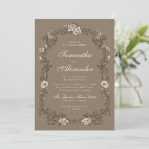Convites Noiva de Floral Vintage Marrom Casamento