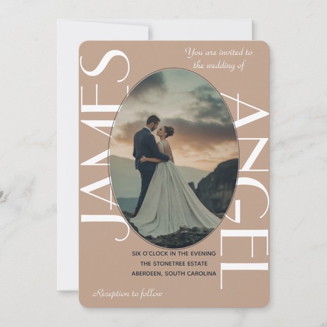 Convites Noiva de Forma Oval Elegante e Casamento Personali (Frente)