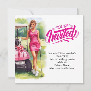 Convites Noiva de Golfe Mulher Golfista Está Jogando Golfe 