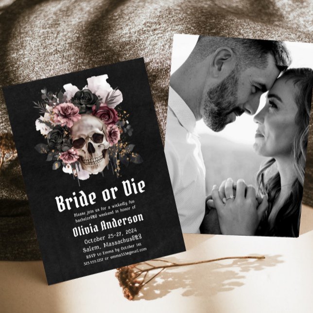 Convites Noiva de Halloween ou Bachelorette Floral de Die (Criador carregado)