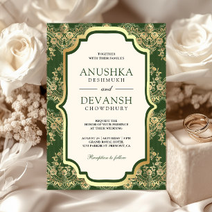 Convites Noiva de Ouro Verde Casamento Indiano