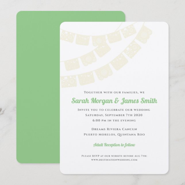 Convites Noiva de Papel Picado Casamento no Destino Festa (Frente/Verso)