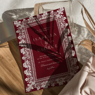 Convites Noiva de Renda Vermelho Escuro Old Money
