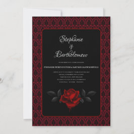 Convites Noiva de Rosa Damasko Vermelha Gótica
