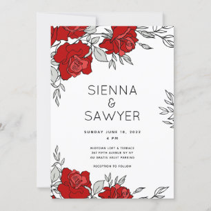 Convites Noiva de Rosas Vermelhas Casamento