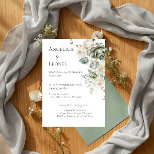 Convites Noiva de Verde Sage Casamento Espanhol