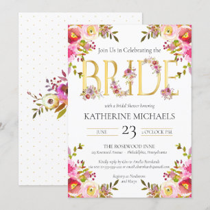 Convites Noiva de Watercolor Blooms Floral Chá de panela I