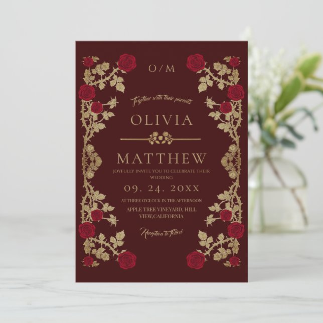 Convites Noiva e a Bela Rosa Casamento (Em pé/Frente)