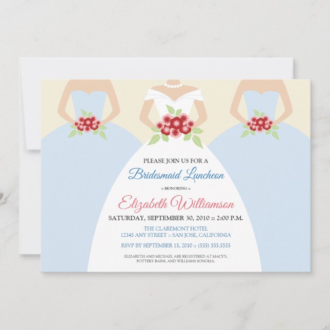 Convites Noiva e Bridesmaids Bridal Luncheon Invite (azul) (Frente)
