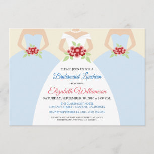 Convites Noiva e Bridesmaids Bridal Luncheon Invite (azul)