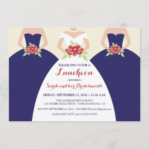 Convites Noiva e Bridesmaids Bridal Luncheon Invite (marinh
