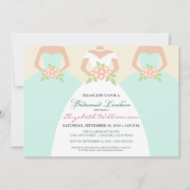Convites Noiva e Bridesmaids Bridal Luncheon Invite (menta) (Frente)