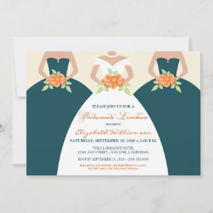 Convites Noiva e Bridesmaids Bridal Luncheon Invite (teal)