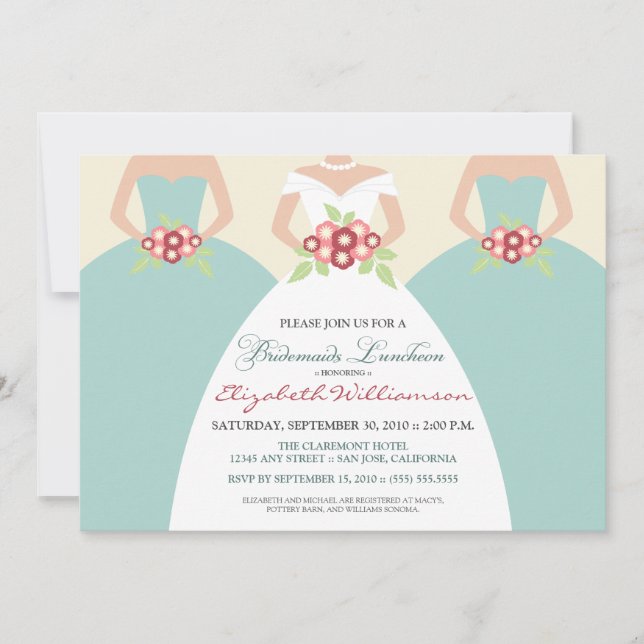 Convites Noiva e Bridesmaids Bridal Luncheon (litoral) (Frente)