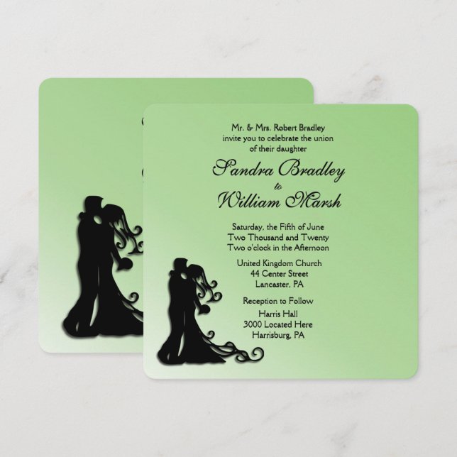 Convites Noiva e Casamento Verde do Groom (Frente/Verso)