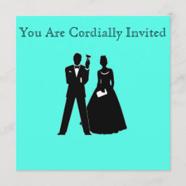Convites Noiva e Groom Silhouettes em Azul