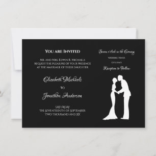 Convites Noiva e noiva brancas e preta de casamento