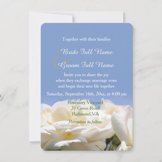 Convites noiva e noiva de flores brancas puras (Frente)