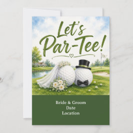 Convites Noiva e Noivo de Casamento de Golfe Design Aquarel
