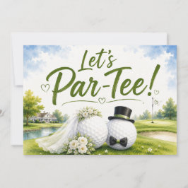 Convites Noiva e Noivo de Casamento de Golfe Design Aquarel