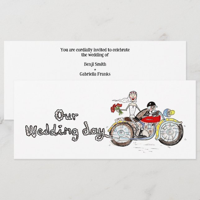 Convites Noiva e Noivo de Moto Casamento (Frente/Verso)