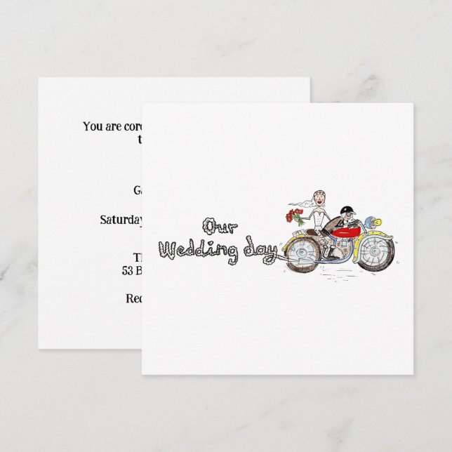Convites Noiva e Noivo de Moto Casamento (Frente/Verso)