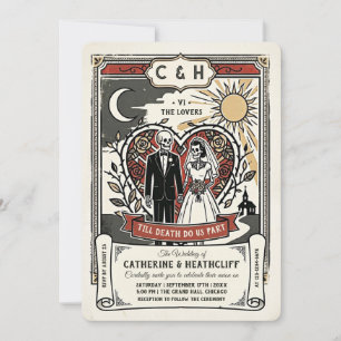 Convites Noiva e Noivo Esqueleto Retrô   Casamento Tarot