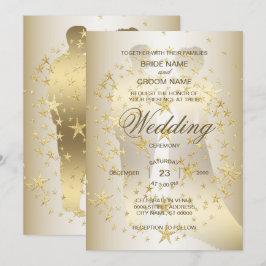 Convites Noiva e Noivo Estrelas Douradas Casamento