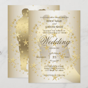 Convites Noiva e Noivo Estrelas Douradas Casamento