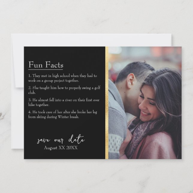 Convites Noiva e noivo Fatos Foto em Preto (Frente)