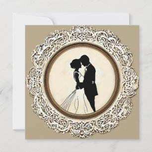 Convites Noiva e Noivo Silhueta Casamento Vintage