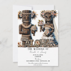 Convites Noiva e Noivo Tiki Polinésio Havaiano Casamento