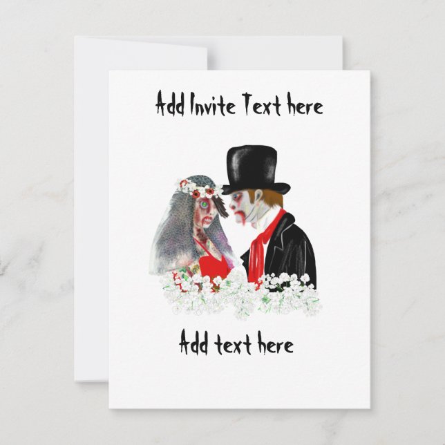 Convites Noiva e noivo zumbis personalizados para casamento (Frente)
