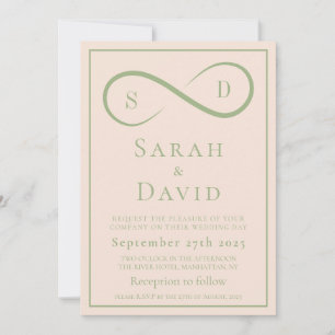 Convites Noiva e Sage Infinity Casamento Minimalista Modern