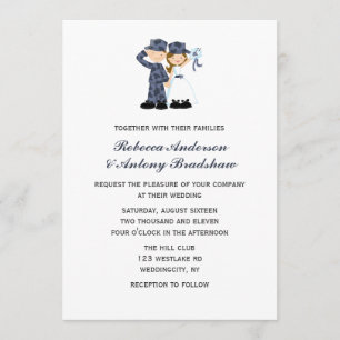 Convites Noiva e Soldado no Casamento da Camuflagem Azul