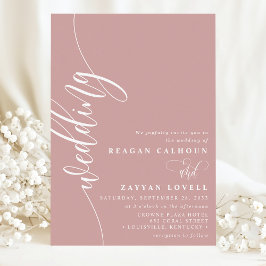 Convites Noiva Elegante Caligrafia Script Casamento Rosa Em
