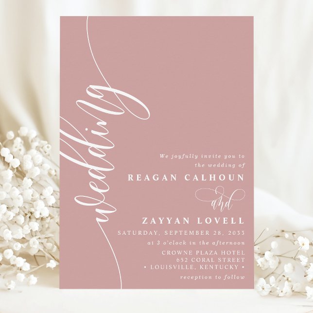 Convites Noiva Elegante Caligrafia Script Casamento Rosa Em (Criador carregado)