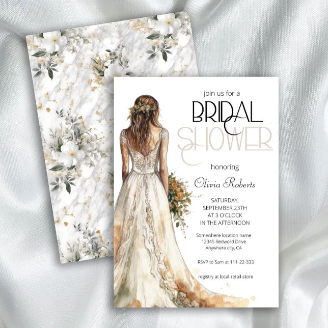 Convites Noiva Elegante moderna no Chá de panela de Casamen (Criador carregado)