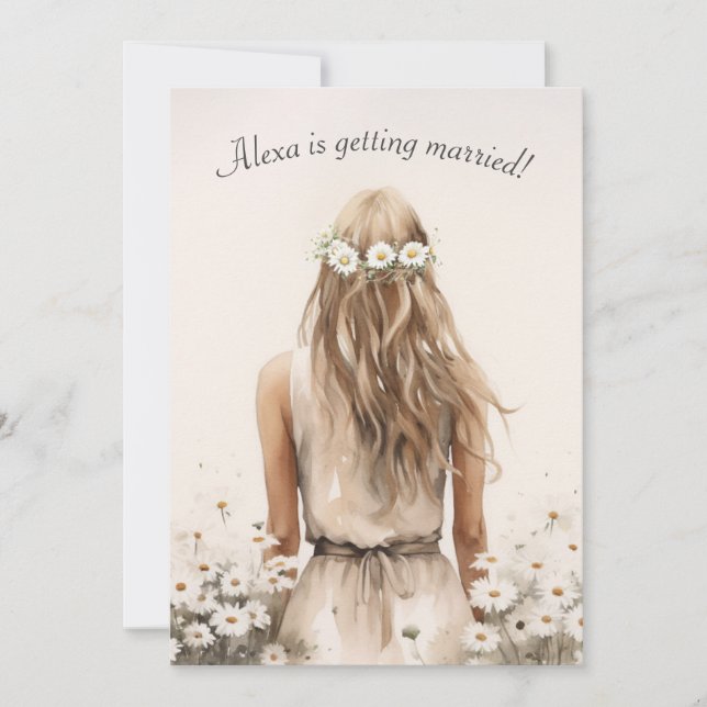 Convites Noiva Em Daisies Com Hair Laurel (Frente)