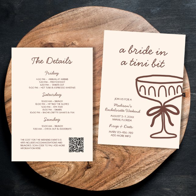 Convites Noiva Em Uma Bela Espresso Martini (Bride In A Tini Bit Espresso Martini Bachelorette Invitation)