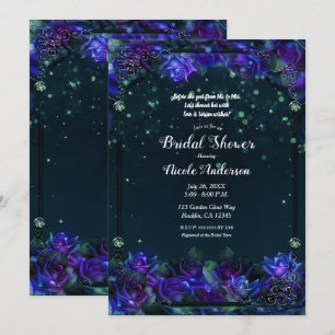 Convites Noiva Encantada com Brilho de Jardim Roxo Verde