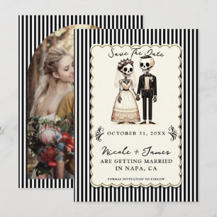 Convites Noiva Esqueleto de Desenho Animado + Noivo Save th